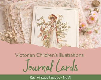 Victorian Children Journal Cards, Printable Vintage Ephemera Kit, Shabby Chic Junk Journal Cards, Antique Kids Art, Instant Download