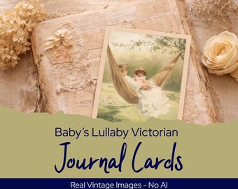 Baby's Lullaby Victorian Journal Cards, Baby Ephemera, Vintage Nursery Printable, Shabby Chic Baby Art