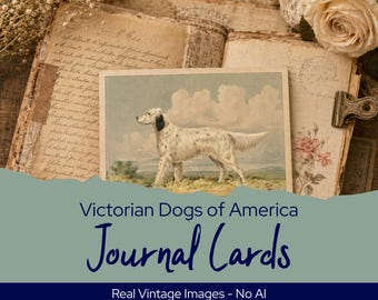 Victorian Dogs of America Journal Cards, Antique Dog Illustrations, Vintage Canine Ephemera