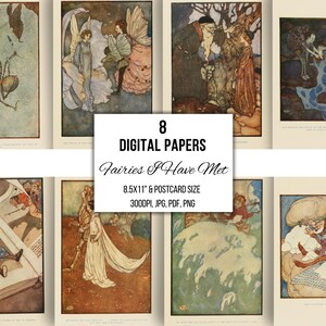 Ilustraciones de libros antiguos de hadas que he conocido, material efímero imprimible, impresiones de arte mural para guarderías, álbumes de recortes para diarios basura, confección de tarjetas, 1910