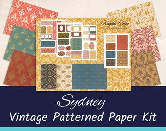 Sydney Vintage Patterned Paper, Ephemera and Tag Kit, London 1886