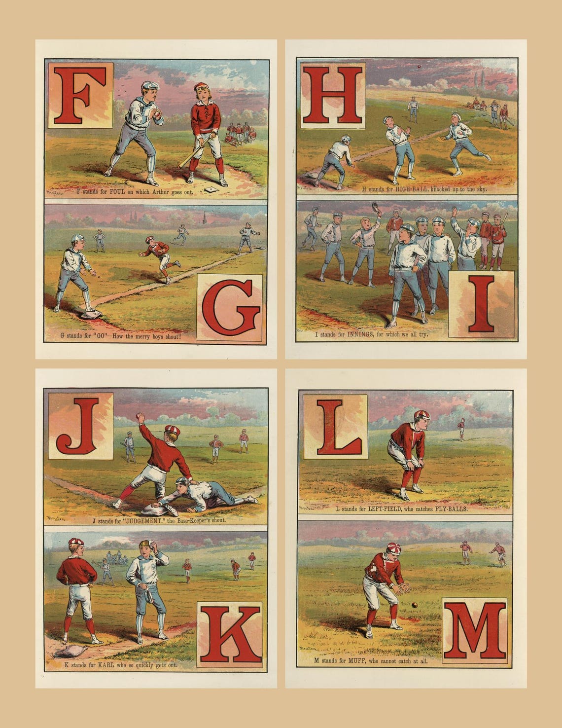 Baseball ABC Vintage Illustrations: Printable Ephemera (digital ...
