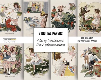 Vintage Fairy Tale Illustrations: 1920s Printable Ephemera (Digital Download)