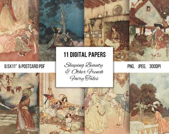 Vintage Fairy Tale Illustrations: Printable Ephemera (Digital Download)