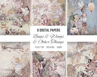 Vintage Bugs & Wings Illustrations: 1918 Printable Ephemera (Digital Download)