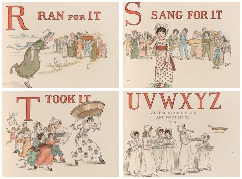 Vintage Alphabet Illustrations: Apple Pie Theme, Printable Ephemera ...