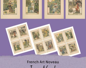 Les Mois French Art Nouveau Journal Cards