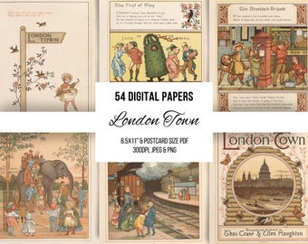 Victorian Children's Book Illustrations: London Town Ephemera (Digital Download)