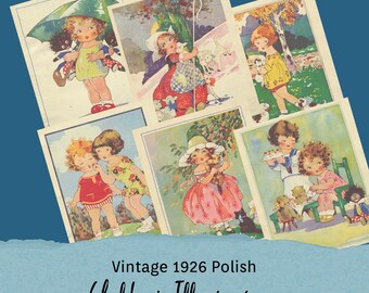 Vintage Children’s Illustrations, Junk Journal Ephemera, Nursery Wall Art, Printable Digital Download