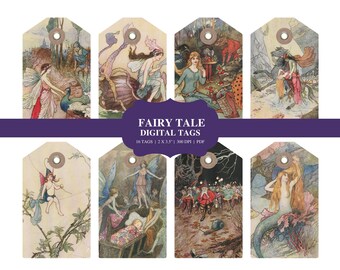 Vintage Fairy Tale Tags: Printable Ephemera, Scrapbook Collage (PDF)