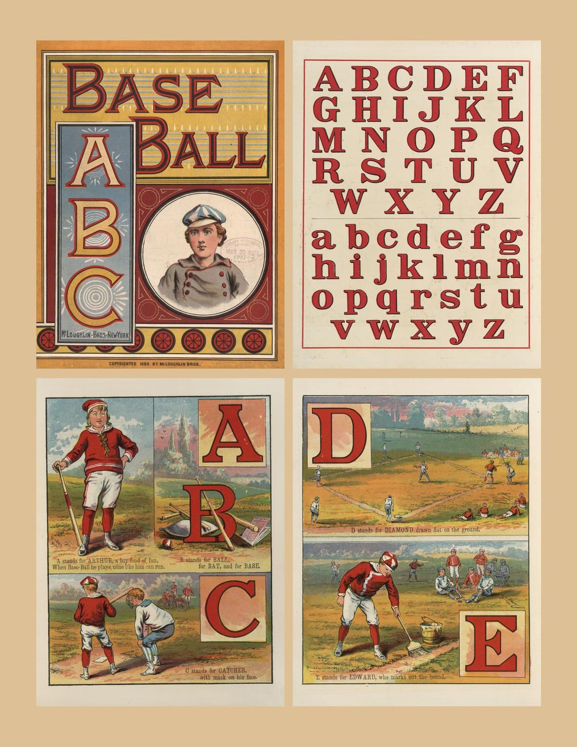 Baseball ABC Vintage Illustrations: Printable Ephemera (digital ...