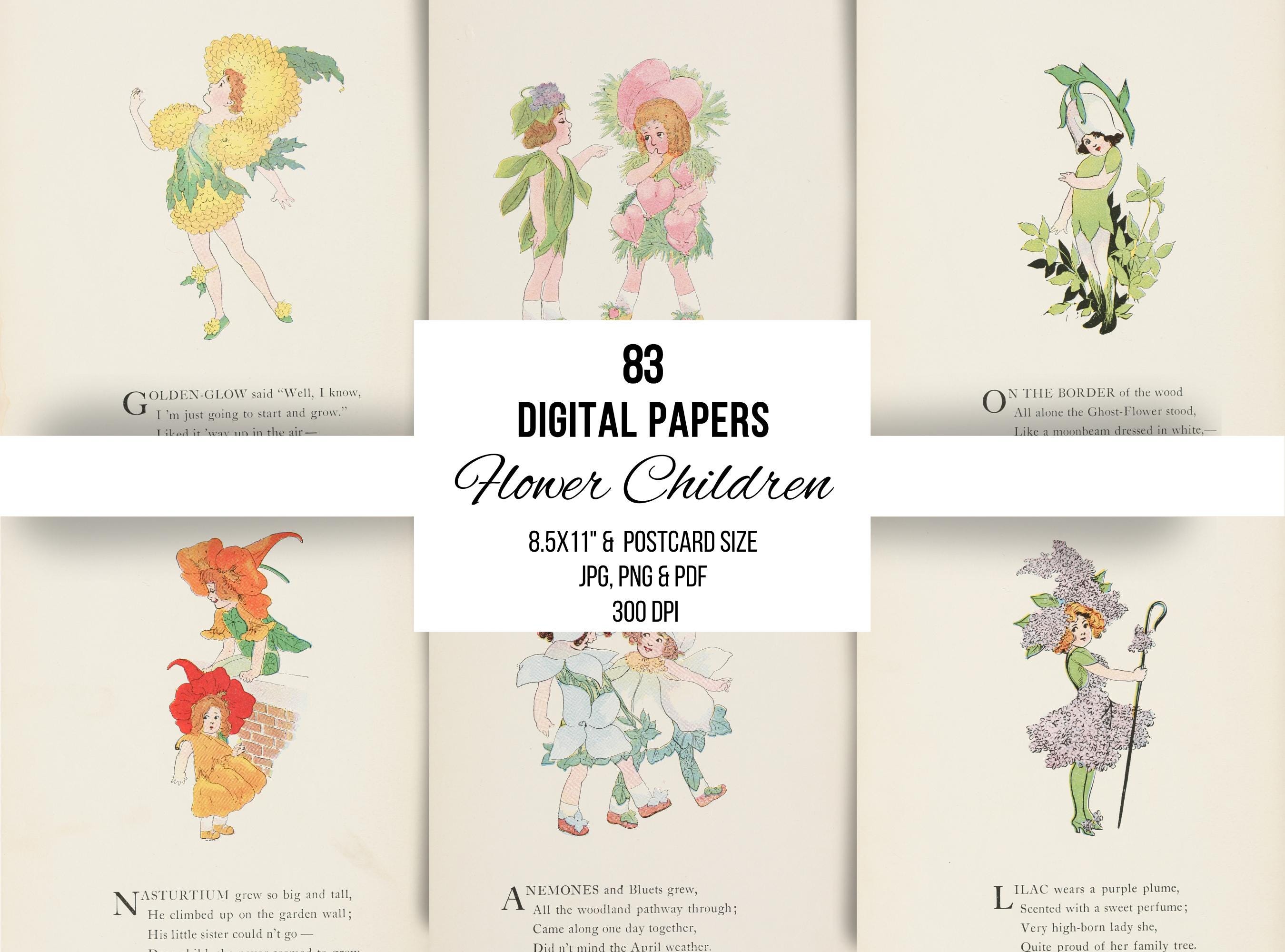 Flower Children Vintage Children's Book Illustrations and