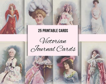 Victorian Actresses Journal Cards: 1900s Ephemera, Scrapbooking (Digital Download)