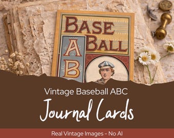 Vintage Baseball Journal Cards, Printable Ephemera Set, Antique Sports Illustrations, Junk Journaling, Scrapbook Cards, Digital Download