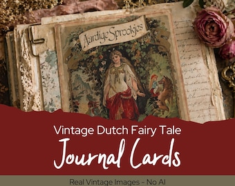 Vintage Dutch Fairy Tale Journal Cards, Ephemera Printable, Storybook Illustrations, Antique Children's Art Cards