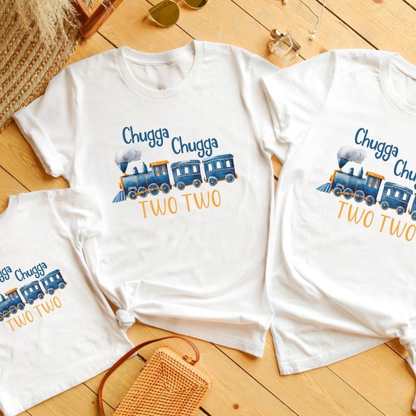 Chugga Chugga Zwei Zwei Geburtstags-T-Shirt, Zug-Geburtstags-Shirt, passende Familien-Geburtstags-Shirts, Choo Choo Ich bin 2 Geburtstag, zweiter Geburtstag