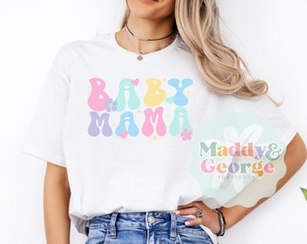 Camisa fofa da mamãe do bebê, clube de mães legais, camisas de anúncio de bebê, camiseta reveladora de gravidez, presente de chá de bebê, anúncio de barriga de aluguel, presente de nova mãe