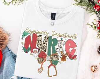 Emergency Department Nurse Christmas Shirt, ED Nurse Sweatshirt, RN Xmas T-Shirts, Matching ER Nurse Tees, Emergency Room Nurse,