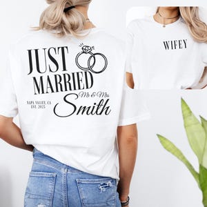Personalized Just Married Shirts, Custom Honeymoon Shirt, Newlywed T-Shirts,  Bride Groom Tee Gifts, Mr and Mrs Honeymoon Gift