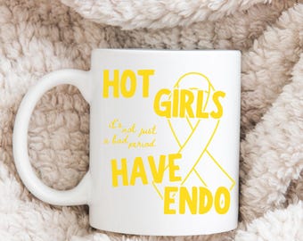 Endometriosis Coffee Mug, Endometriosis Awareness Mug, Gift for Endo Warrior, Flare Day Gift, Spoonie Enamel Mug, Hot Girls Have Endo