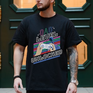 Dad level unlocked shirt, gamer dad shirt, new dad gift from wife, Expectant Father Shirt, Pregnancy Announcement to Husband Gift, new dad