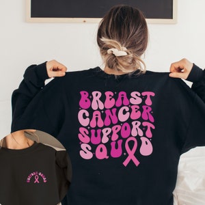 Brustkrebs Support Squad Sweatshirt: Pink Ribbon Retro Pullover