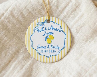 Personalized Italian Engagement Ornament, Custom Wedding Date Gift For Couples, 1st Xmas Engaged Keepsake, Newlywed Christmas Gifts,