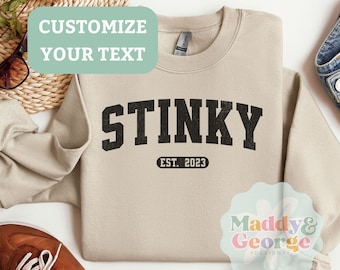 Felpa Gildan con testo personalizzato e data - Felpa girocollo personalizzata Varsity