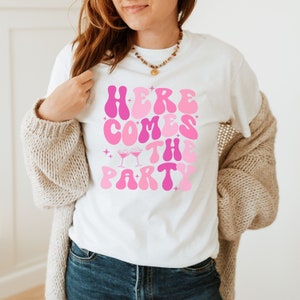 Bachelorette Party Shirts, Retro Bachelorette Shirt, hens party shirts, Here comes the party shirt, bridal party shirts, bridesmaid shirt