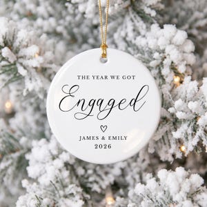 Personalised First Christmas Engaged Bauble, Custom Engagement Gift For Couples, 1st Xmas Engaged Keepsake Ornament, Fiancée Gifts