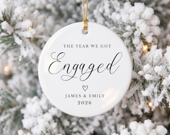 Personalised First Christmas Engaged Bauble, Custom Engagement Gift For Couples, 1st Xmas Engaged Keepsake Ornament, Fiancée Gifts