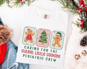 Chemise de Noël couleur confort pour infirmière pédiatrique, t-shirt ped, chemise de Noël pédiatrique, t-shirt mignon d'infirmière en pain d'épice, cadeau pour infirmière pédiatrique