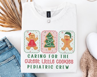 Christmas Pediatric Nurse Shirt, Ped T-Shirt, Pediatric Crew Christmas Shirt, Cute Gingerbread Nurse Tee, Gift for Peds Nurse, School Nurse
