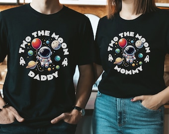 Personalized Two The Moon Birthday Shirt, Matching Family Birthday Shirts, Boys Space Birthday Party, Two The Moon Toddler T-Shirt, Boy Tee