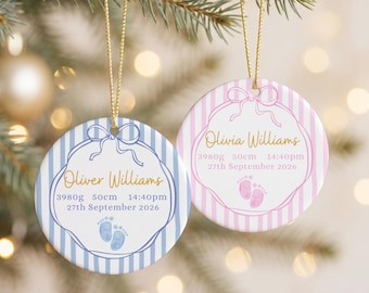 Personalized New Baby Ceramic Ornament,  Custom Baby Birth Stats Bauble, Newborn Baby Keepsake, First Christmas Gift, New Parent Gifts