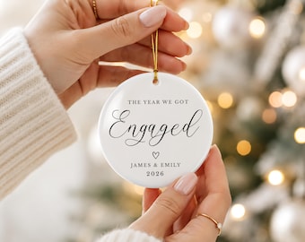 Personalised First Christmas Engaged Ornament, Custom Engagement Gift For Couples, 1st Xmas Engaged Keepsake Decoration, Fiancée Gifts