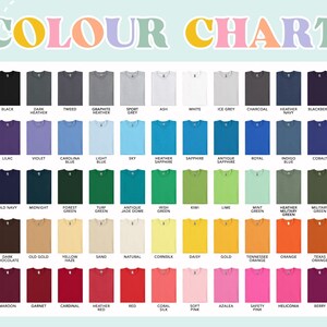 a color chart for a shirt with different colors