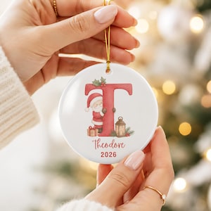 Ornamental Initial Christmas Ornament, Personalized Letter Ornament, Custom Initial Gift, Monogram Keepsake, Initial Name Ornament