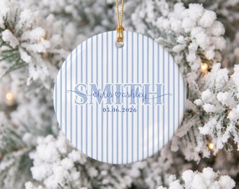 Custom Wedding Christmas Bauble, Personalized Newlywed Gift For Couples, 1st Xmas As Mr & Mrs Keepsake, Christmas Married Ornament,