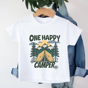 Cute Boys 1st Birthday Shirt, First Birthday Camping Outfit, One Happy Camper Family Matching Shirts, Camping Theme Birthday Party,