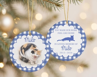 In Loving Memory Cat Ornament, Personalized Cat Keepsake, Cat Loss Gift, Pet Memory Ornament, Cat Remembrance Gift, Custom Cat Name