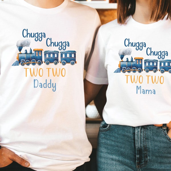 Personalisiertes Zug Geburtstags-Shirt, Chugga Chugga Zwei Zwei Geburtstags-T-Shirt, Passende Familien-Geburtstags-Shirts, Choo Choo Ich bin 2 Geburtstag, Zweiter