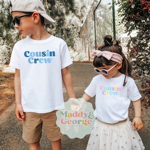 Cousin Crew Kids TShirt, Cool Cousin Club Shirt, Matching Retro Cousin Tees, Pregnancy Announcement Gift, New Cousin Reveal, Family Reunion