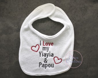 I love my Yiayia and Papou Greek Bib, I love my Yiayia , Hellenic