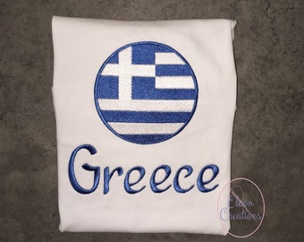 Greek Flag T-shirt, Greece Hellas  Embroidered T-shirt