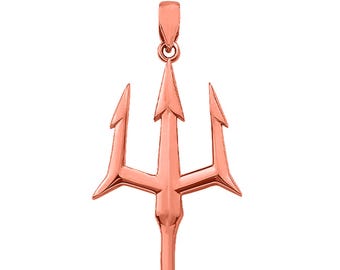 Trident Pendant, God Poseidon Trident Pendant, Men's Gold Trident Pendant, Luck Trinity Pendant, Valentines Day Gift - 925 Sterling Silver