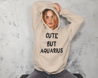 Sudadera Acuario, sudadera con capucha linda pero del zodíaco Acuario, sudadera con capucha de gran tamaño, suéter de astrología, regalos celestiales, regalos del zodíaco, sudadera del zodíaco