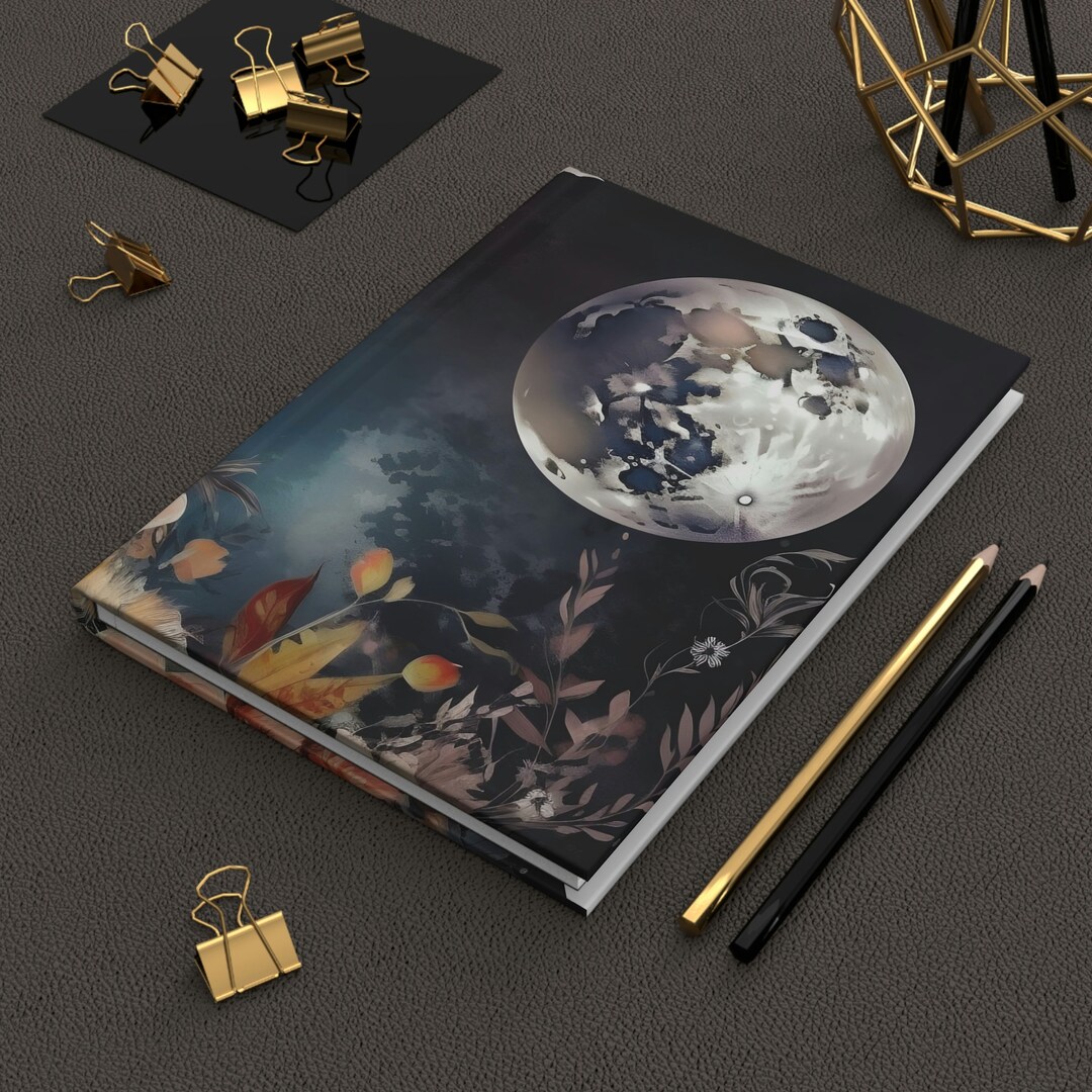 Moon Hard Cover Journal, Dream Journal, Manifestation Journal, Floral ...