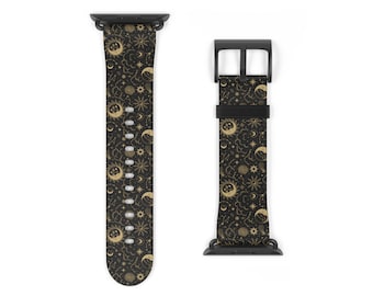 Mond Sonne Sterne Band, Print, Apple Watch Band, Mond iWatch Bands, Astro Apple Watch Band, Mond Apple Watch Bands, Celestial Apple Watch Band