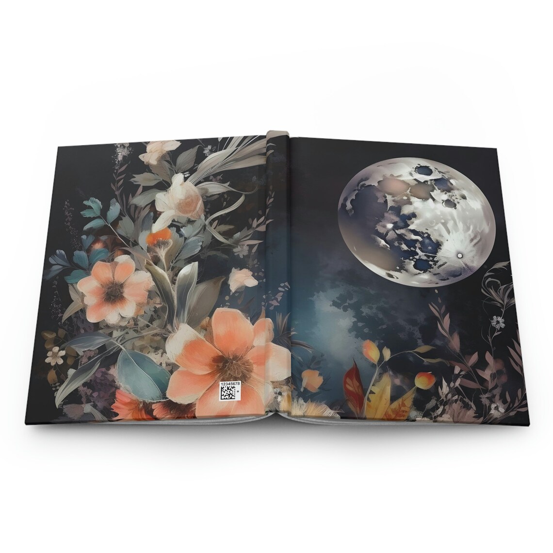 Moon Hard Cover Journal, Dream Journal, Manifestation Journal, Floral ...